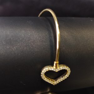 Bracelete Coração Zirconoa Cravejado Banho Triplo Ouro 18k
