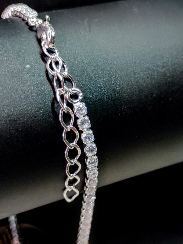 Pulseira / Tornozeleira 15cm + Extensor Zirconia Cristal 1.7mm - Banho Triplo em Prata 950 - Image 2